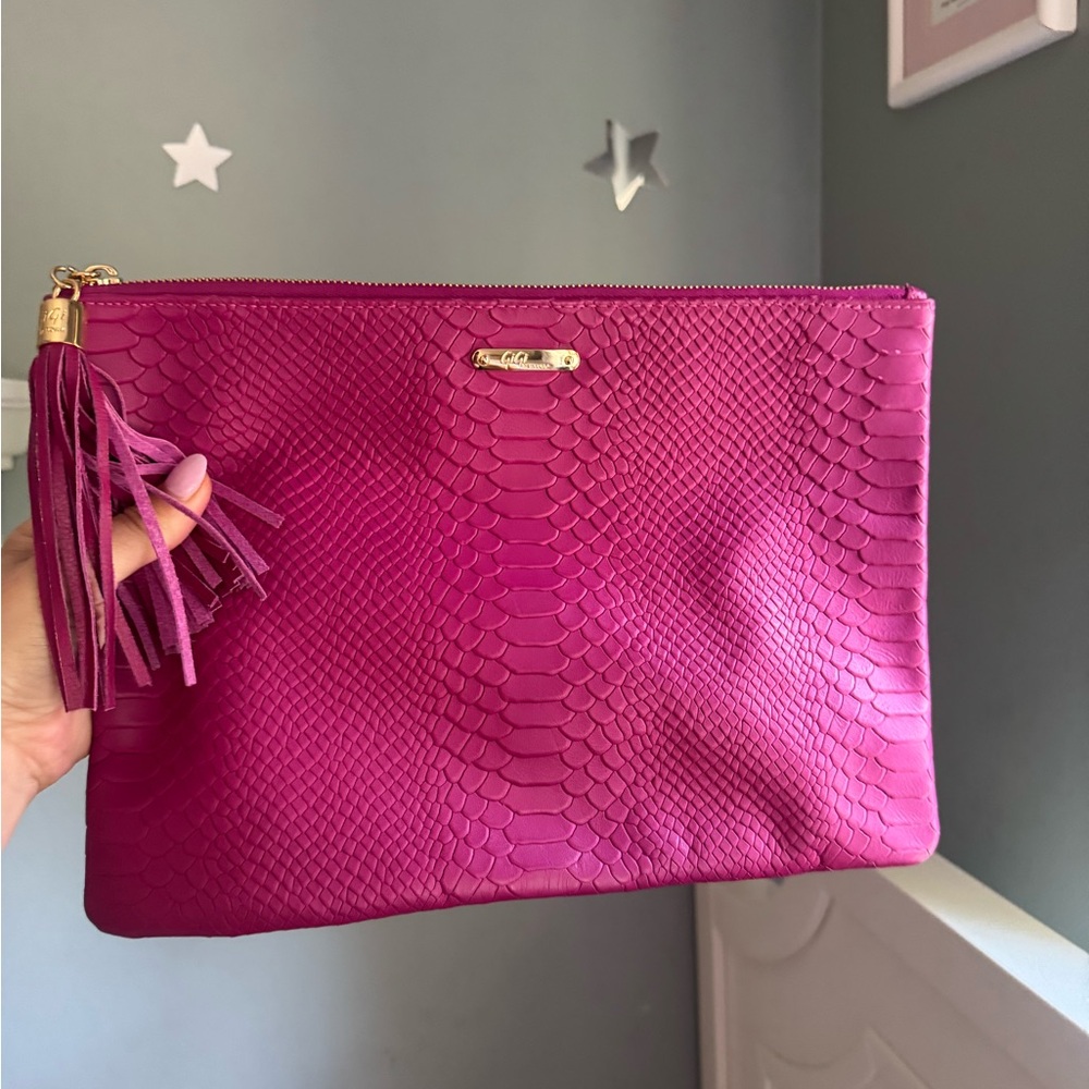 GiGi New York Women's Uber Embossed Python Clutch